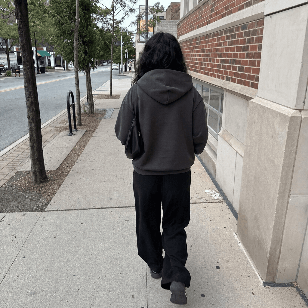 Customer lifestyle shot wearing the Mason Overshirt layered over a tee — #WornNotPosed